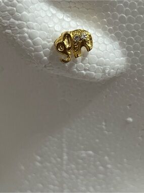 Gold Elephant Stud Earrings with Crystal Accent
